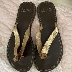 O’Neill Sandals - Brown with Gold Leather‎ Straps